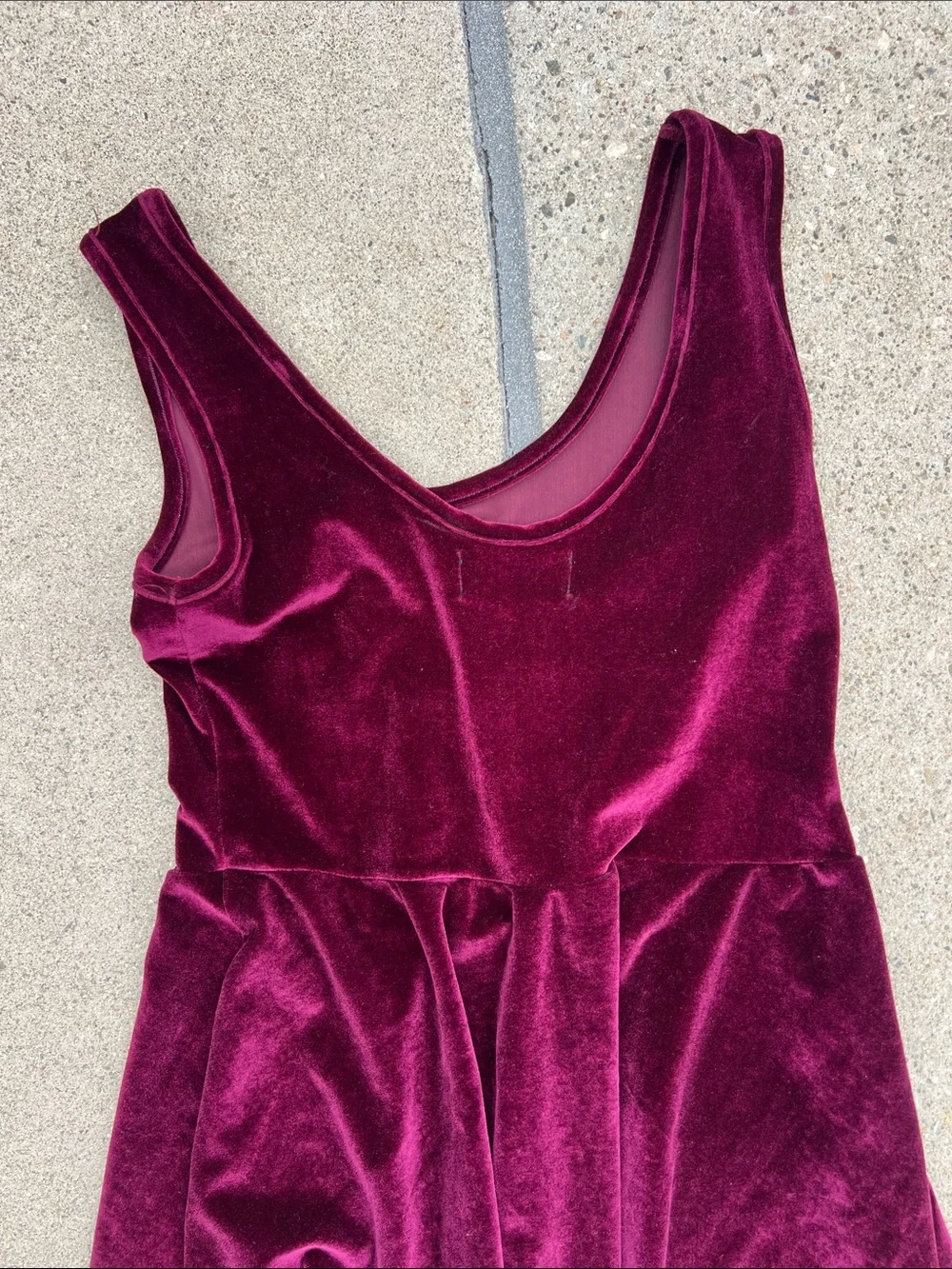Burgundy Velvet Star Tank Dress in Deep Wine - Picture 5 of 7